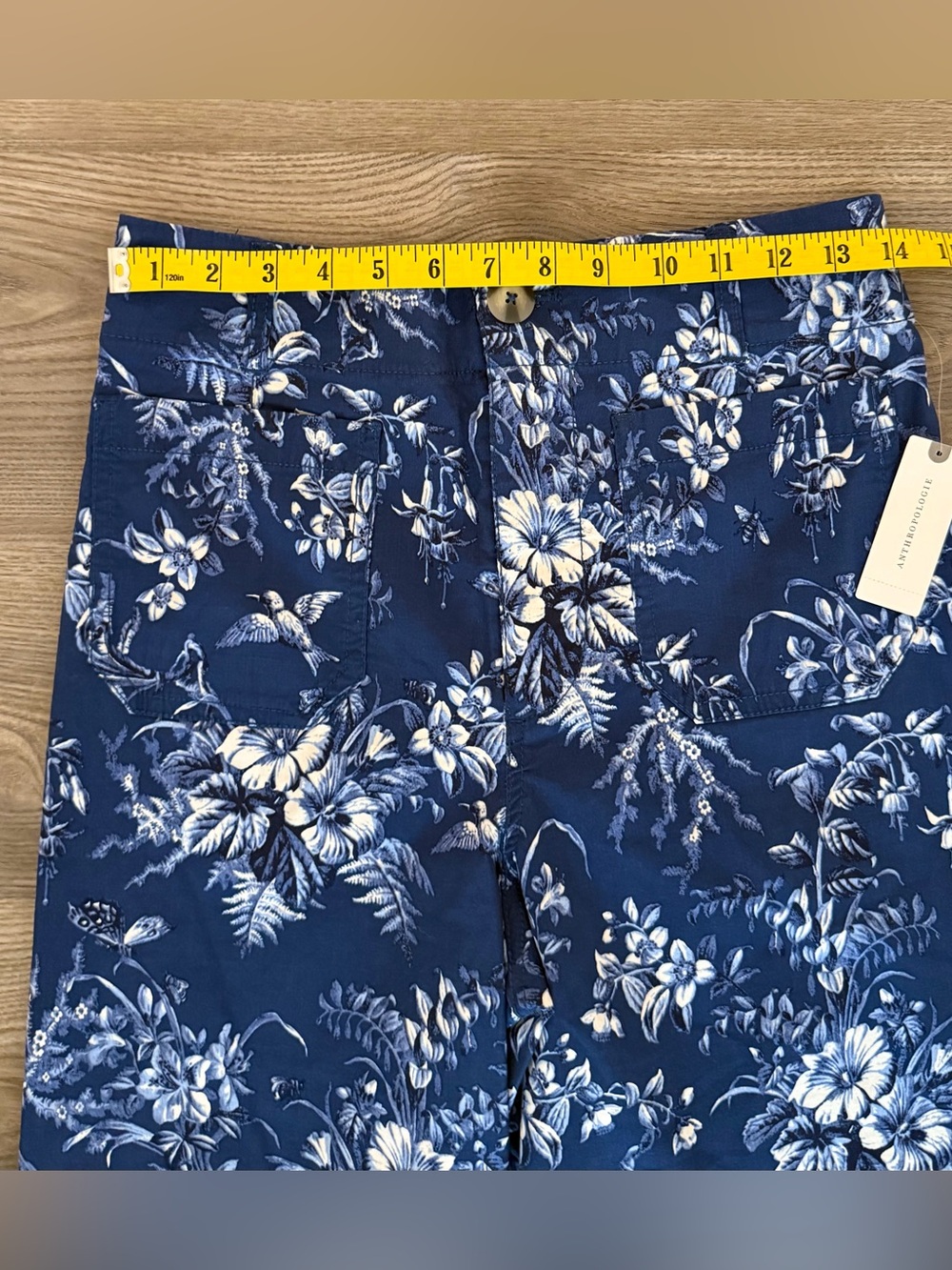 Anthropologie Maeve the Colette Tropical Print Blue Wide Leg Pants size 29 NWT - Picture 9 of 10
